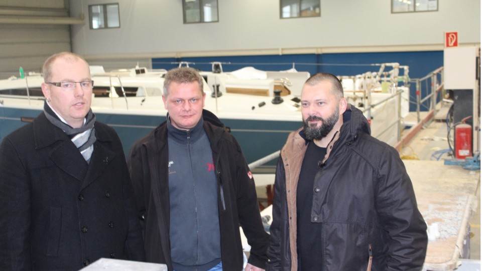 Alexander Herbst, Ronny Riechert und Arne Brinkmann (Betriebsräte bei der Hanseyachts AG)